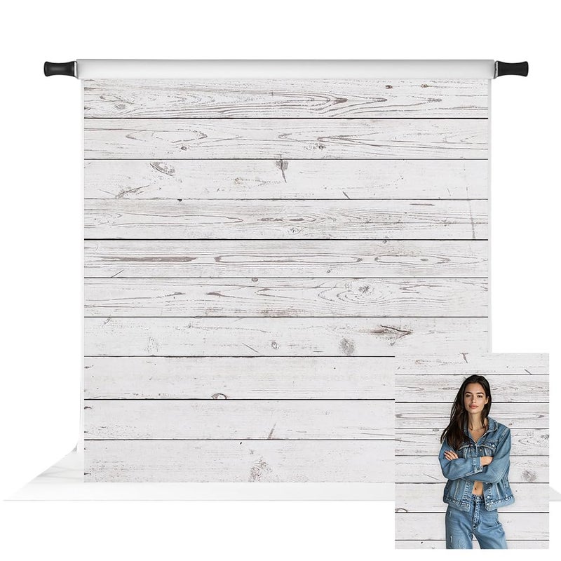 Kate 10x10ft White Wood Wall Shiplap Backdrop Vintage Wooden Wall Portrait Background Photo Fabric Studio Props - Image 1